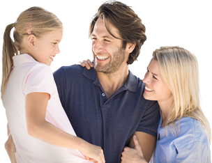 image of a family smiling at each other